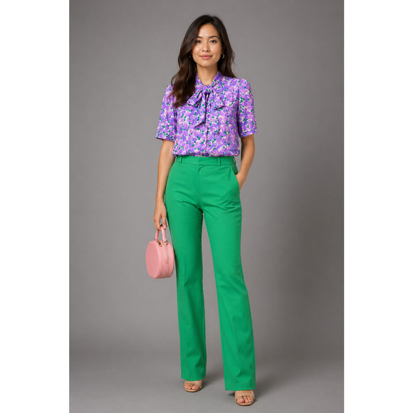 J. Crew Tops - J. Crew Collection Blouse Womens XS Ratti Lilac Floral Collage Tie-Neck Cottage